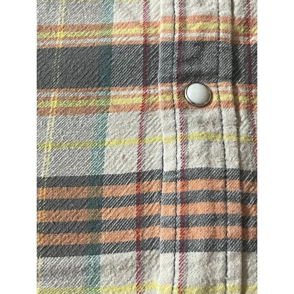 True Religion Men's Pearl Snap Shirt Flannel Cotton Orange Tan XL Extra Large ST - Picture 9 of 9